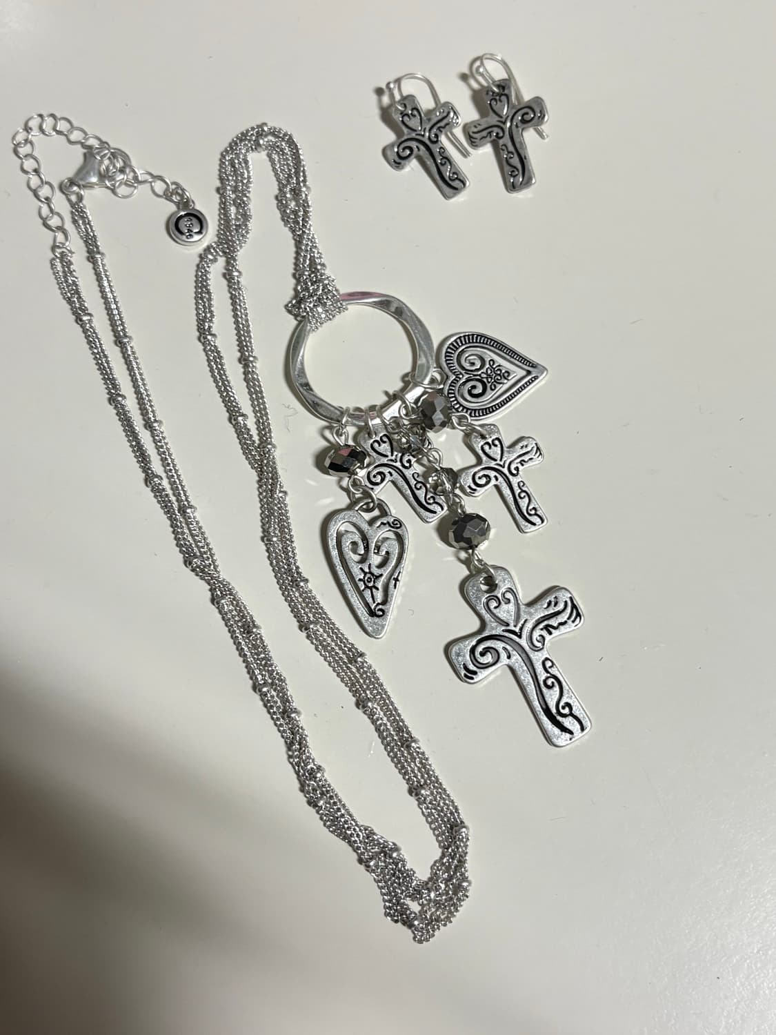 레테 빈티지 목걸이 하트 십자가 엔틱 유럽 빈티지 귀걸이 세트 상품이미지3
