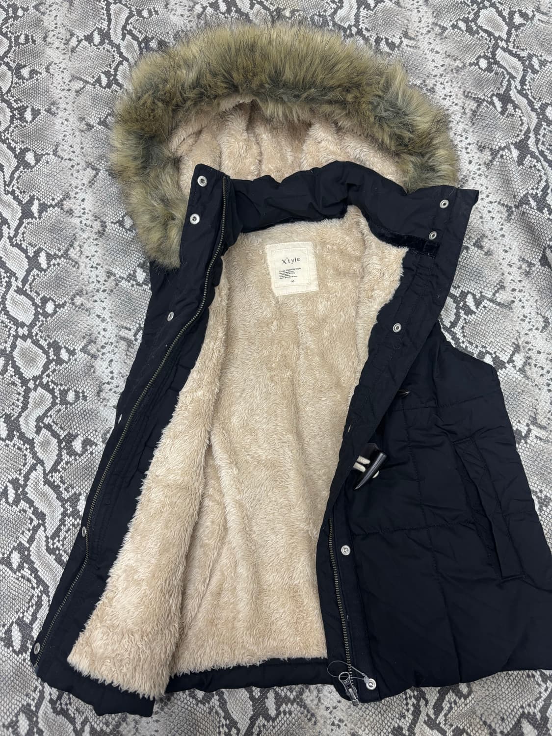 Y2K Fur Hoodie Navy Vest 상품이미지8