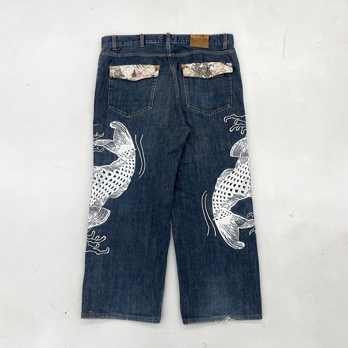 카라쿠리 타마시 제팬 잉어자수 오리엔탈 와이드 데님팬츠  상품이미지3