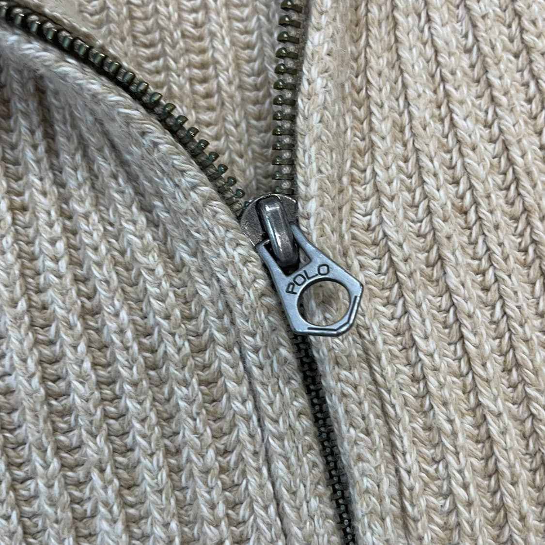 폴로 랄프로렌 코튼 골지 니트 집업 오트밀 베이지 상품이미지3