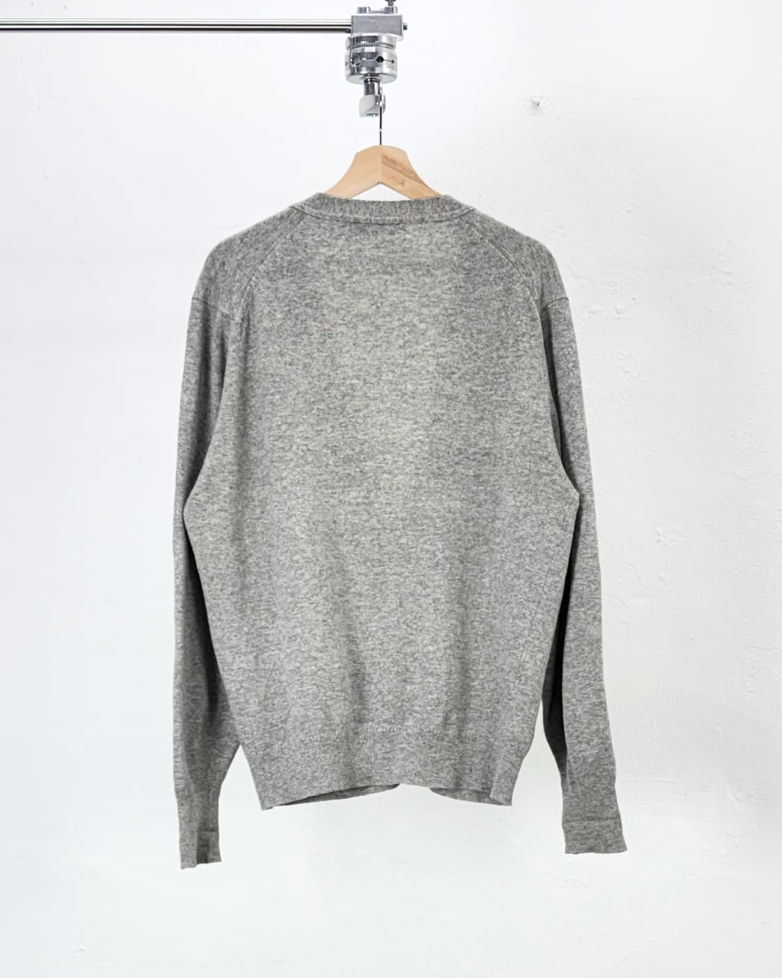 버버리 90s 라이트 그레이 램스울 브이 트레스트 니트 가디건 상품이미지6