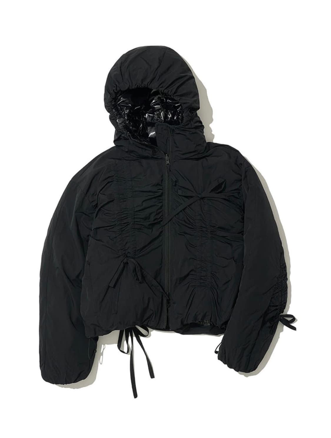 파르티멘토우먼 리버서블 셔링 후디드 푸퍼 자켓 블랙 상품이미지1