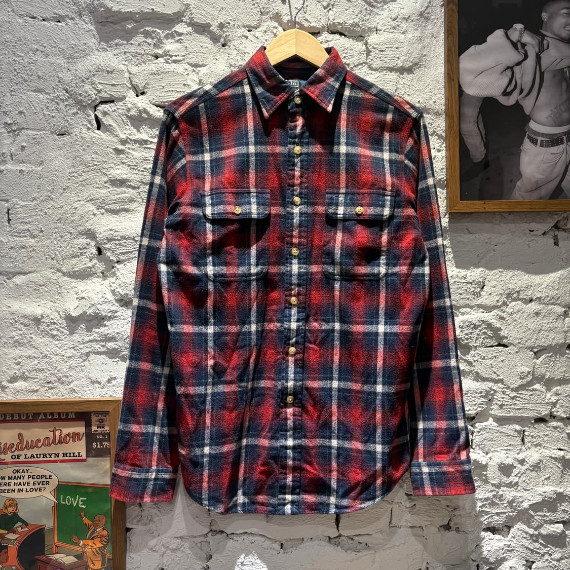 폴로 God speed you 자수 패치 커스텀 체크셔츠 상품이미지2