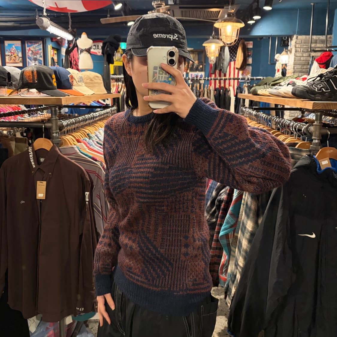 gim vintage 패턴 라운드 니트 상품이미지2