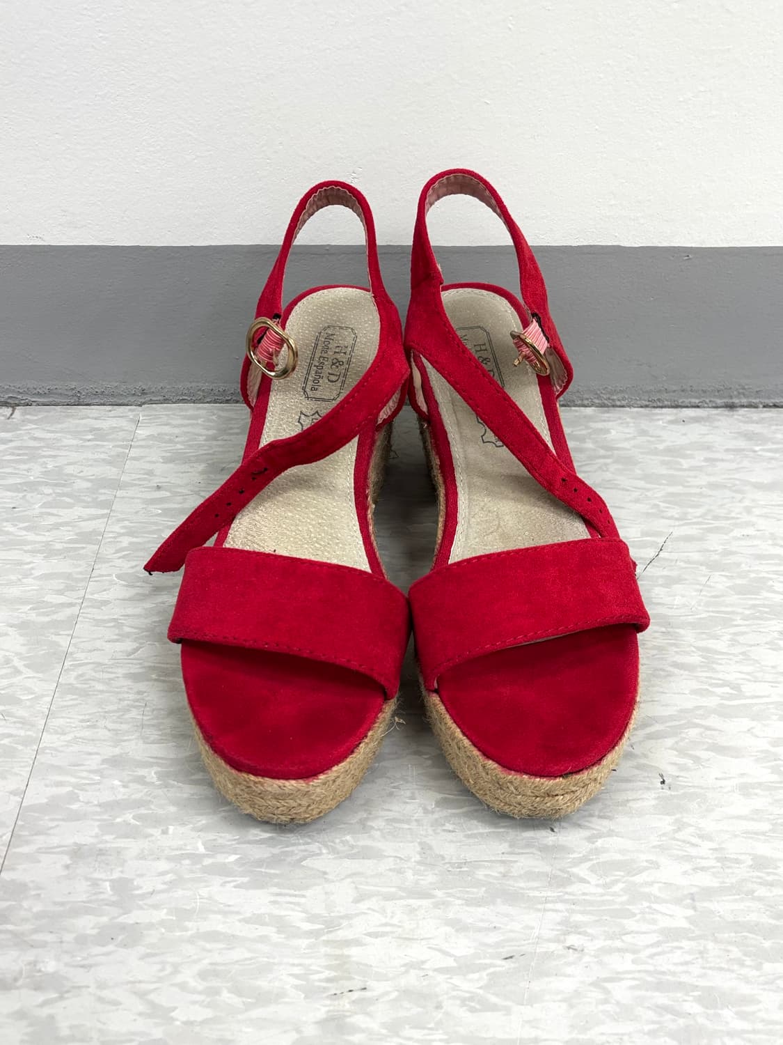 빈티지 레드 웨지힐 샌들 상품이미지2