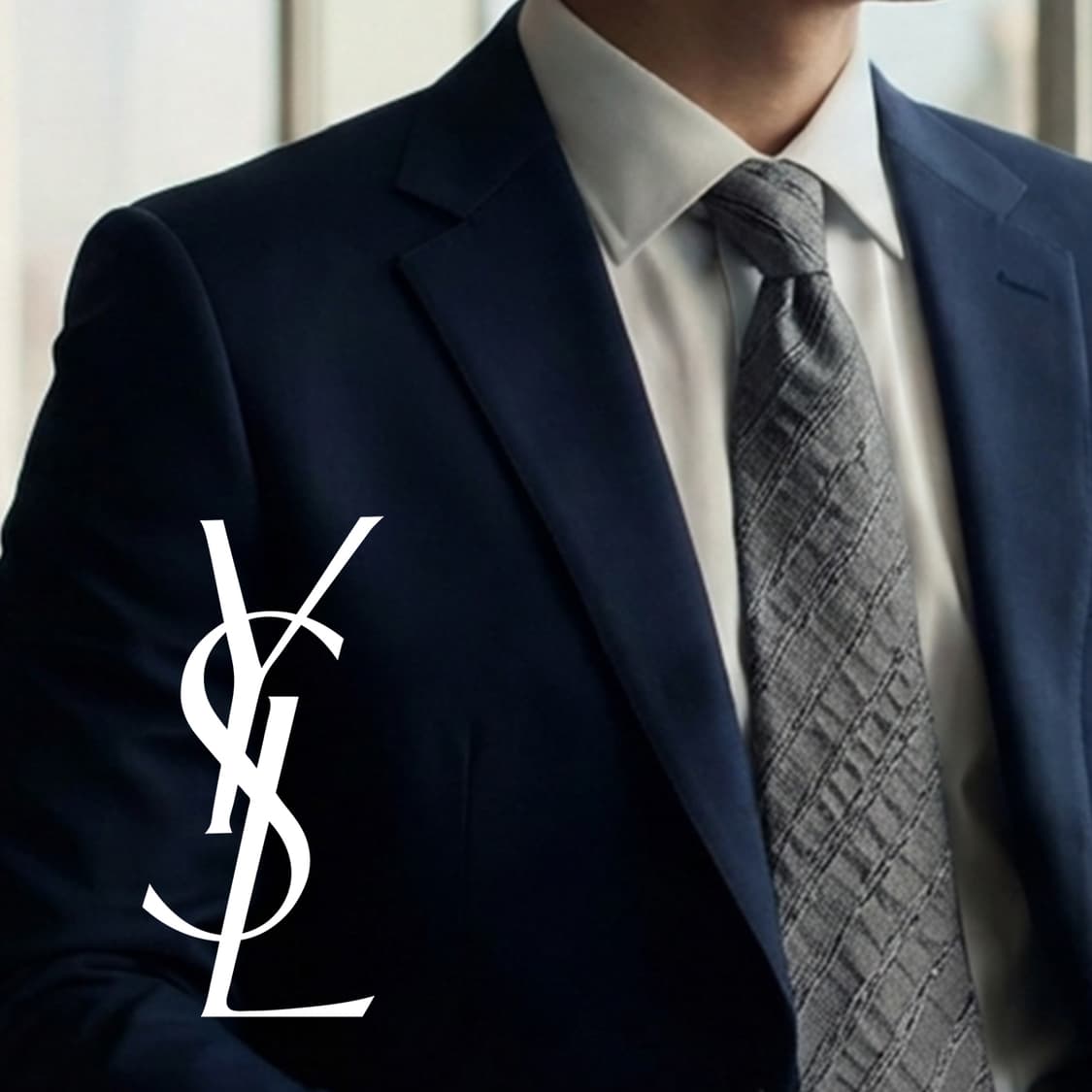 입생로랑 다크그레이 텍스처 패턴 넥타이 9.8cm S~A+등급 K2458 상품이미지1