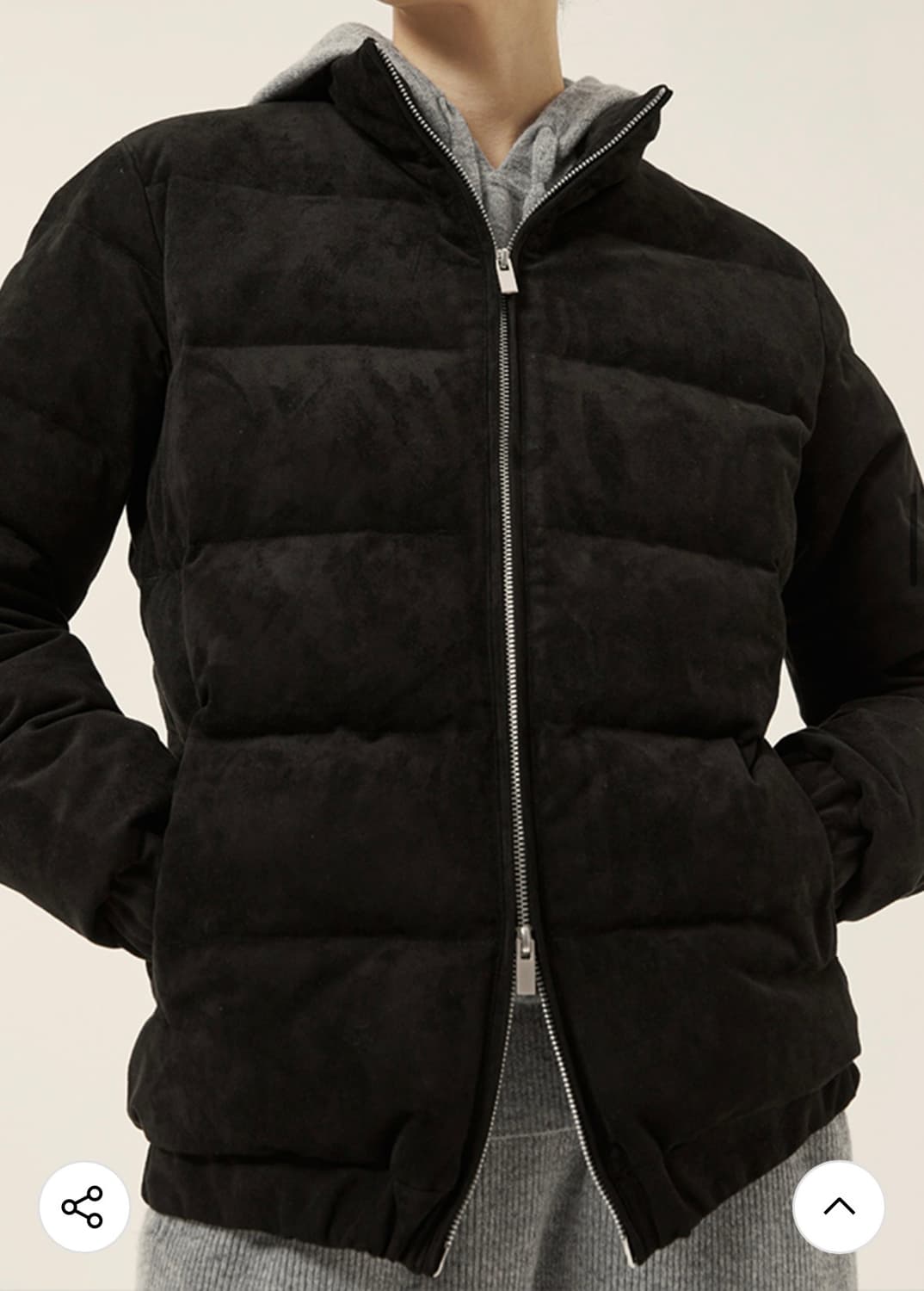 제이리움 스웨이드 구스다운 패딩 (남녀공용) 블랙 M  상품이미지6