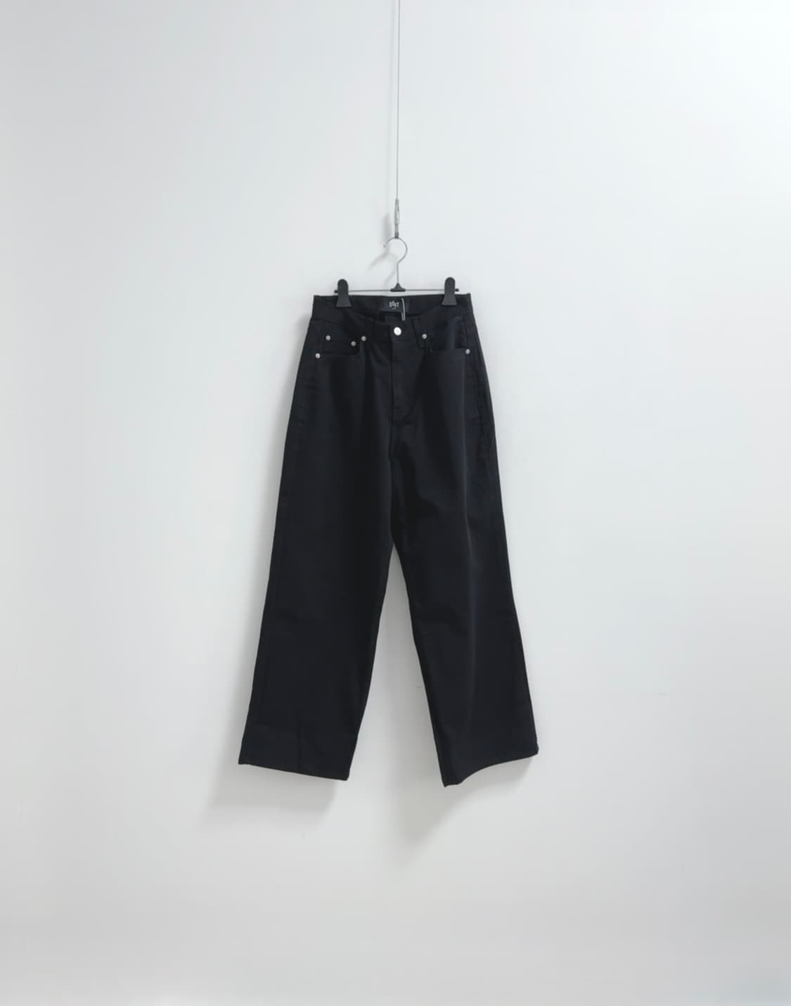 소프트서울 라인 워싱 와이드 데님 코튼 팬츠 블랙 상품이미지1
