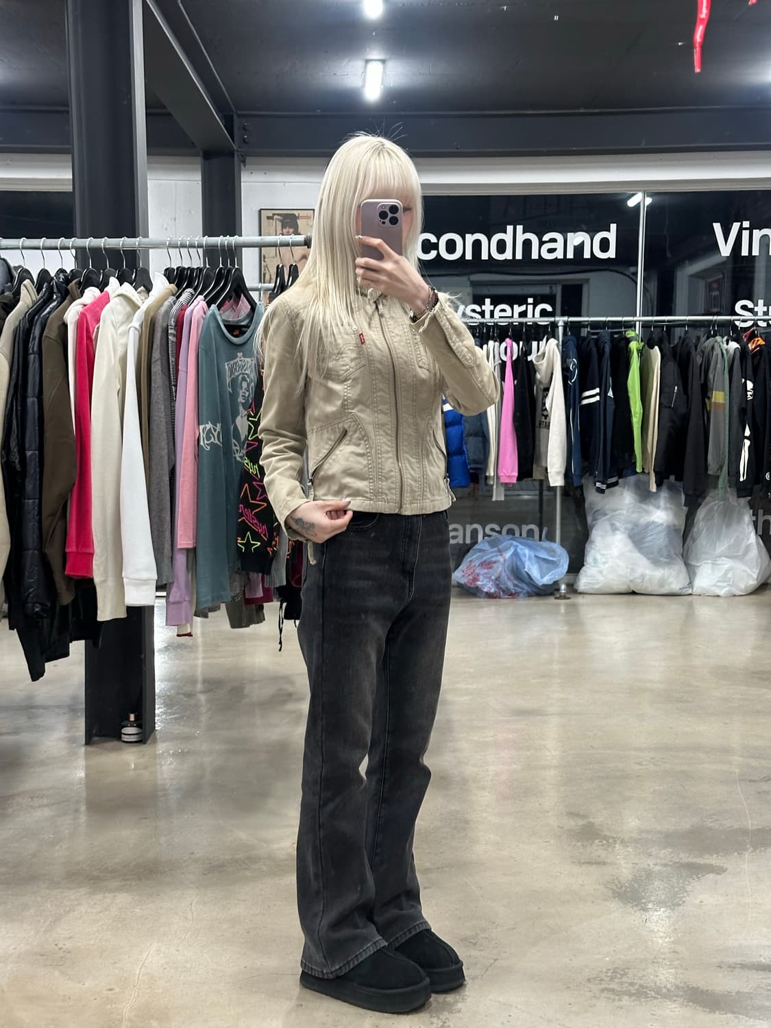 리바이스 베이지 코튼 바이커 자켓 상품이미지2