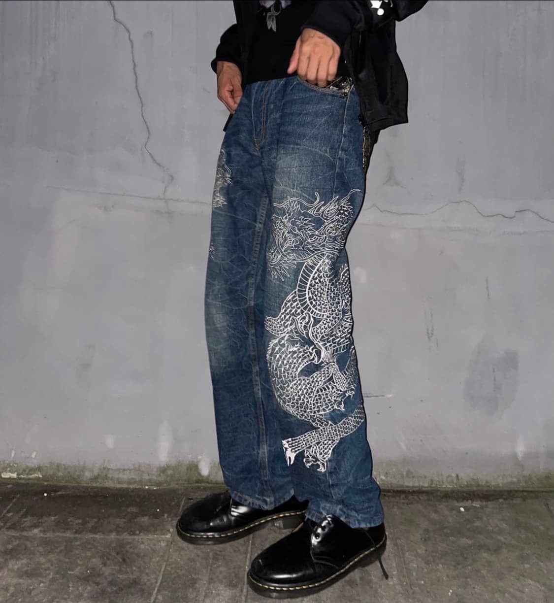 hishyouhakurei 오리엔탈 백룡 자수 팬츠 상품이미지2