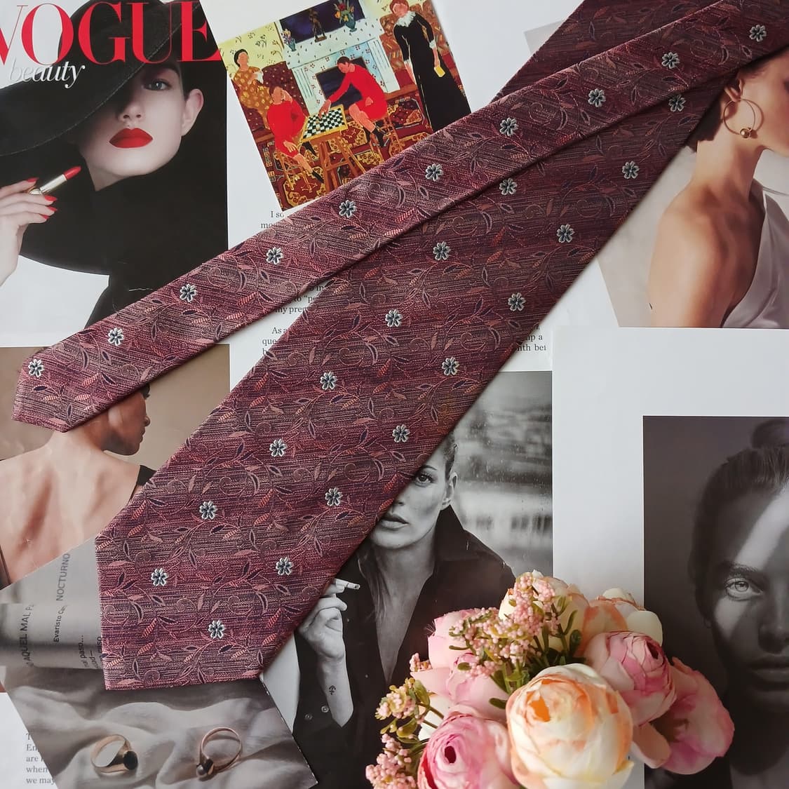 니나리치 실크 플로럴 자카드 넥타이 9.7cm A+등급 A19783
 상품이미지7