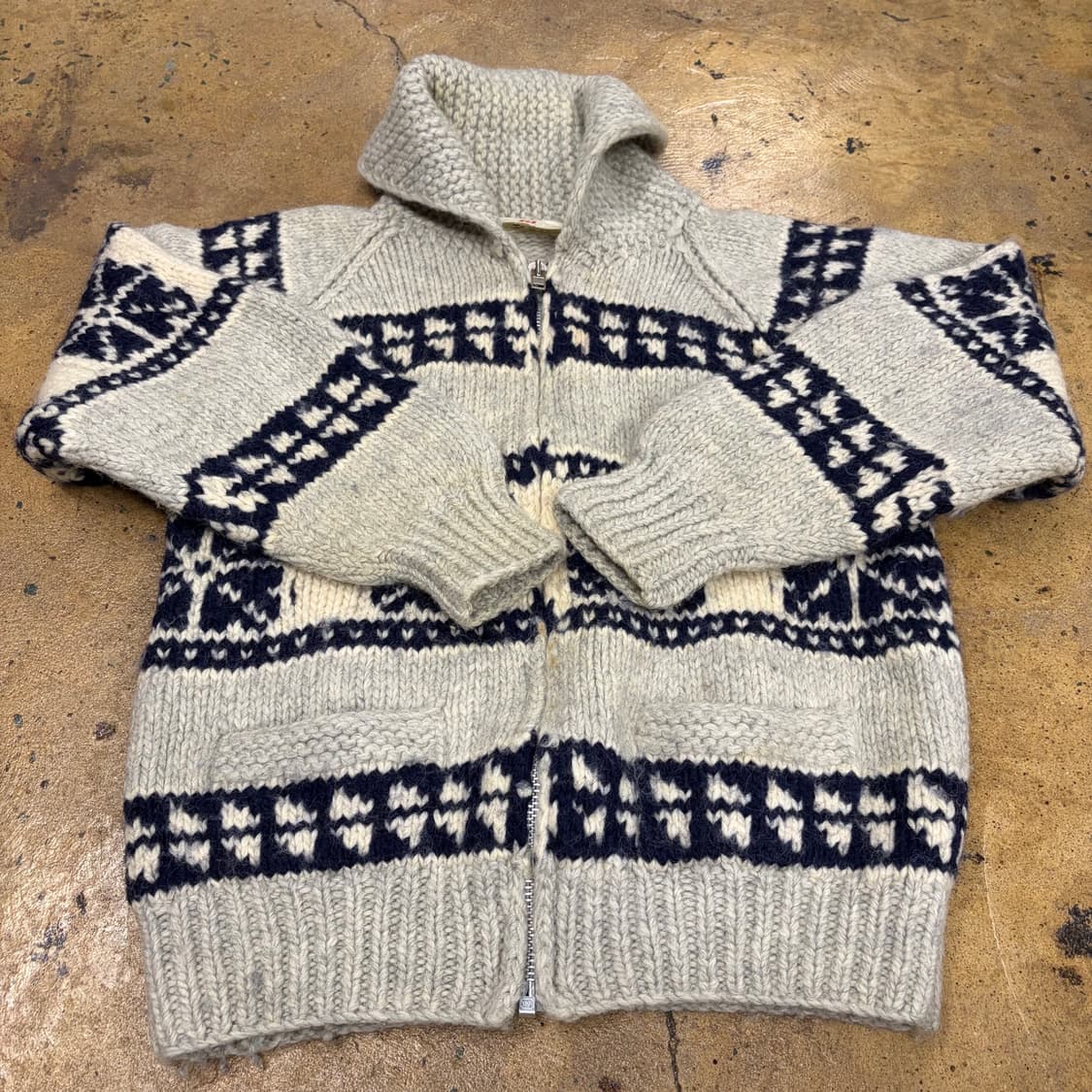 코위찬 빈티지 모리 그레이 카라 니트 집업 상품이미지2