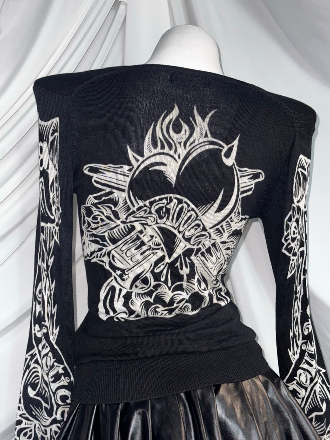 화이트 스크레치 레더 데일리펑크 코디세트  상품이미지6