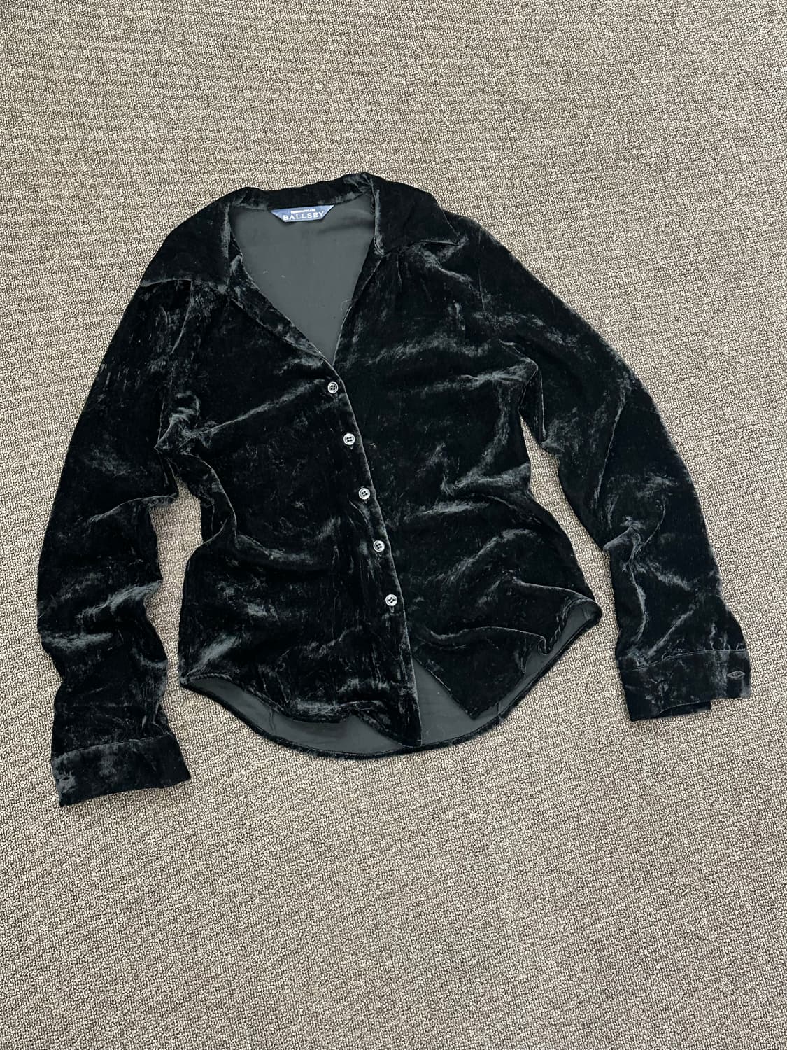OS)재패니즈 빈티지 여성 블랙 벨벳 셔츠 상품이미지1