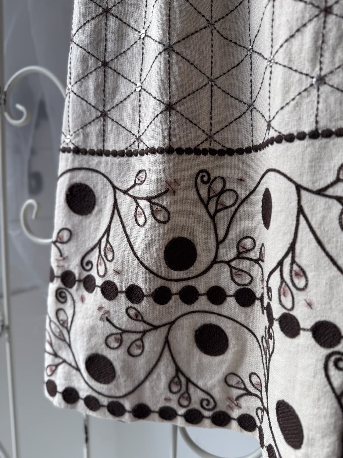 Beaded Stitch Linen Skirt 0365 상품이미지2