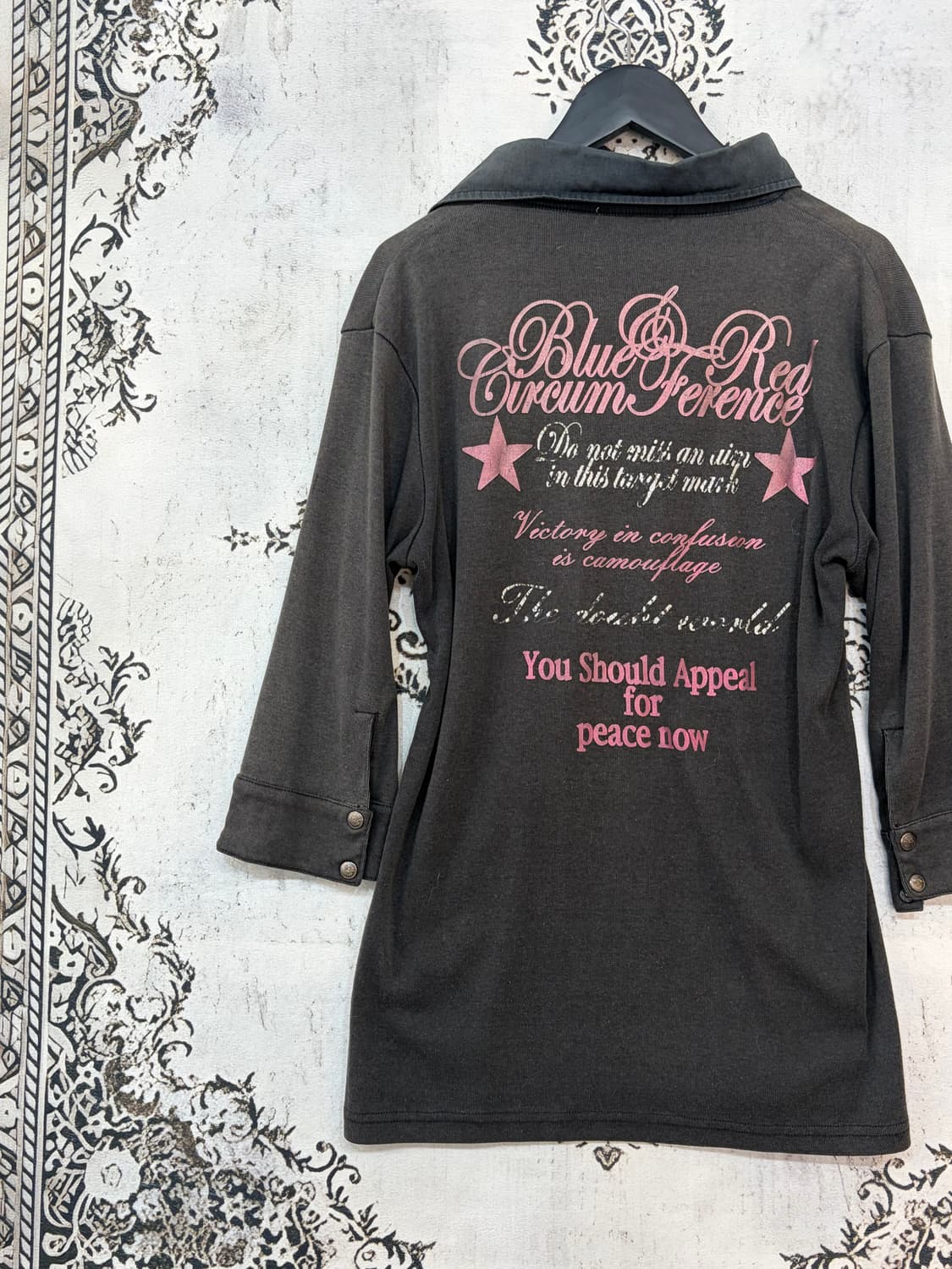 일본빈티지 글리터 레터링 7부 카라 롱슬리브 상품이미지6