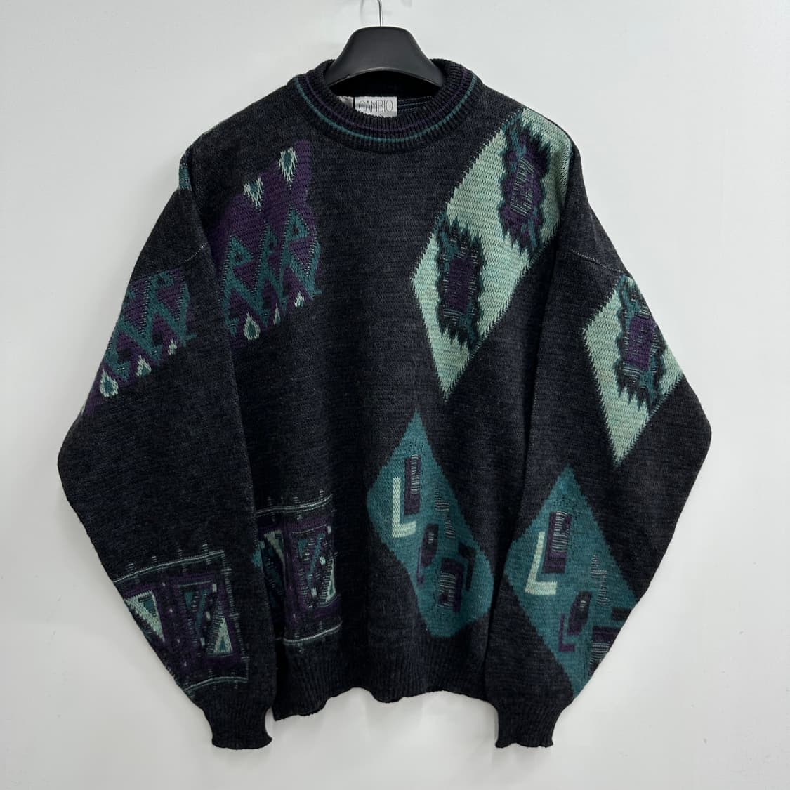 110 루즈핏 남자 울 패턴 니트 상품이미지1