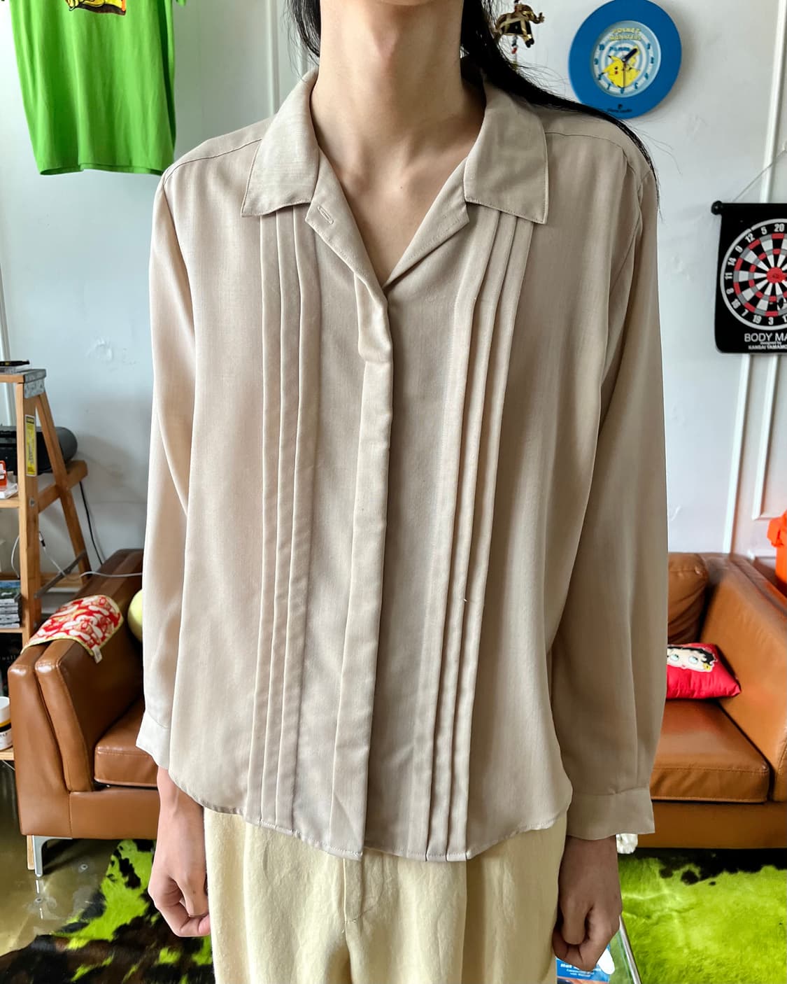 1980-90s Old Burberry Pleats Trim Shirt 상품이미지2