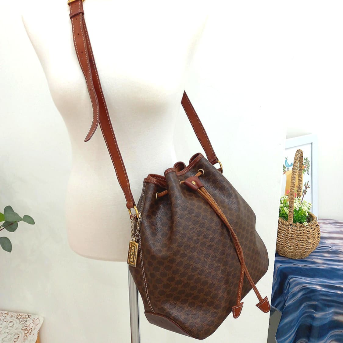 셀린느(CELINE) 빈티지 매카담 버킷백 드로스트링 숄더백 복조리백 상품이미지9