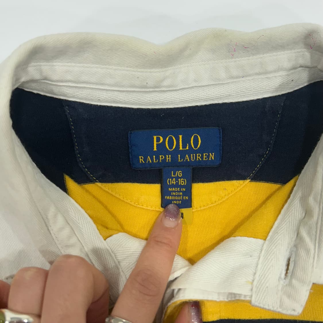 Polo 폴로 네이비 옐로우 스트라이프 카라티 상품이미지5