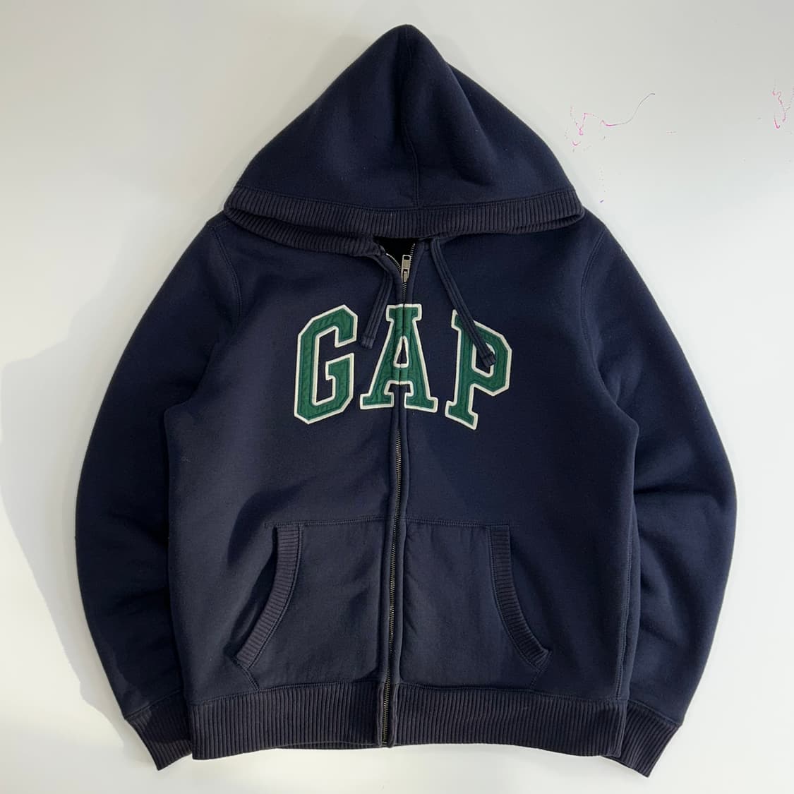 Gap 갭 그린 로고 네이비 퍼안감 후드집업 상품이미지3