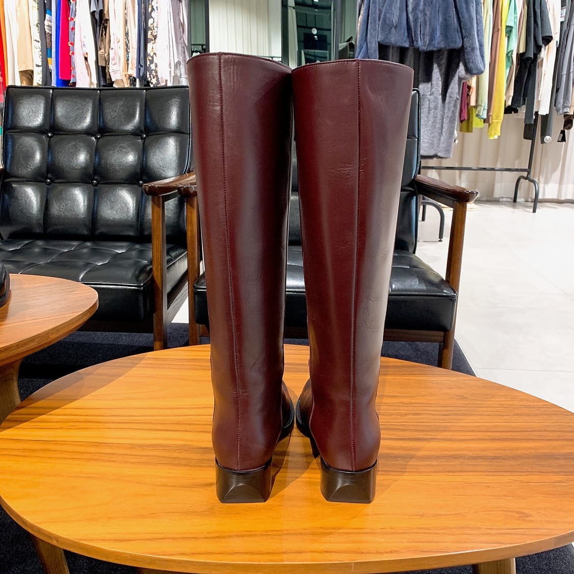 레그레스 여성 카프스킨 와인 컬러 롱부츠 80% 상품이미지4