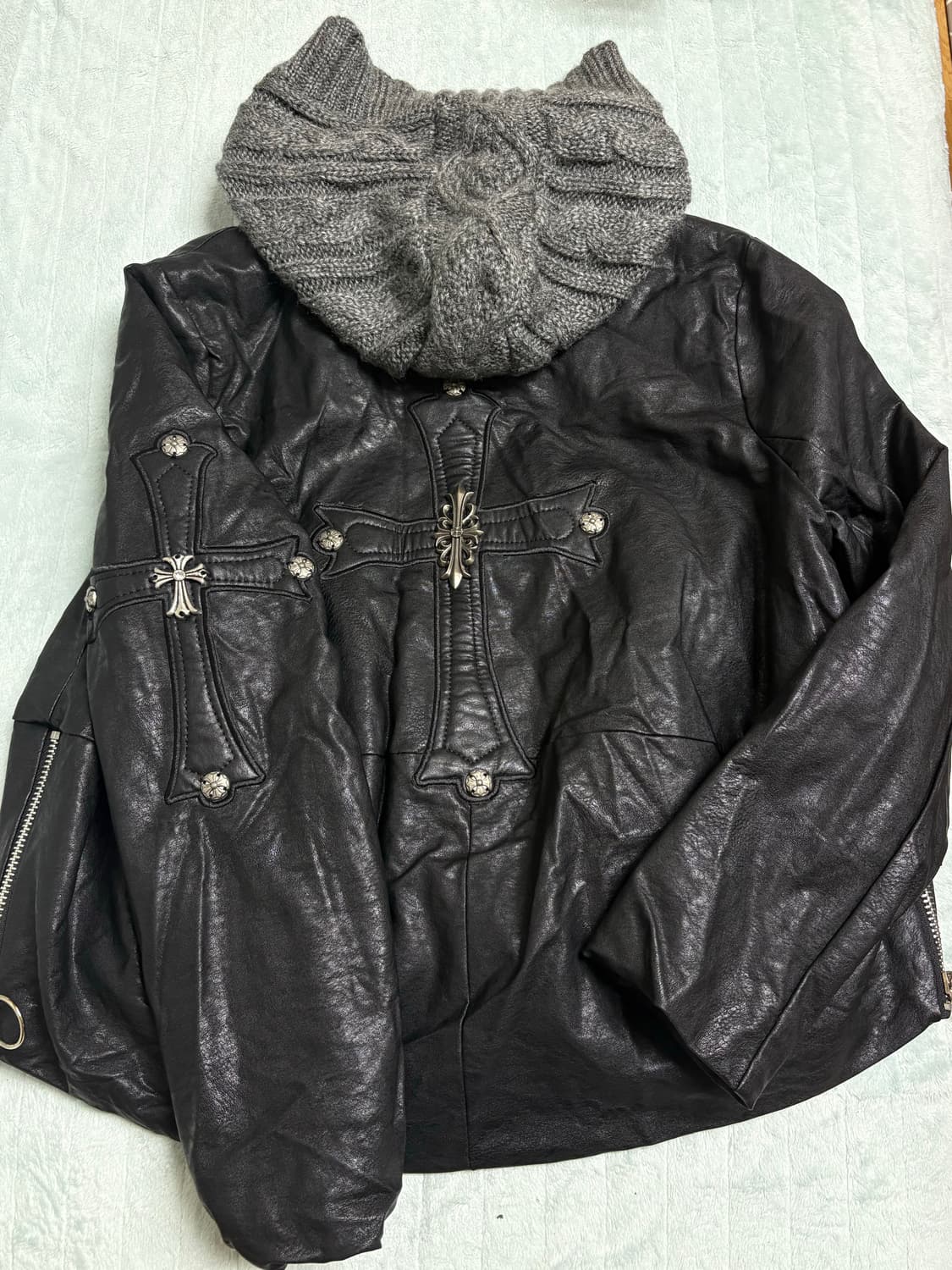 고딕 크롬하츠깔 레더자켓 상품이미지3