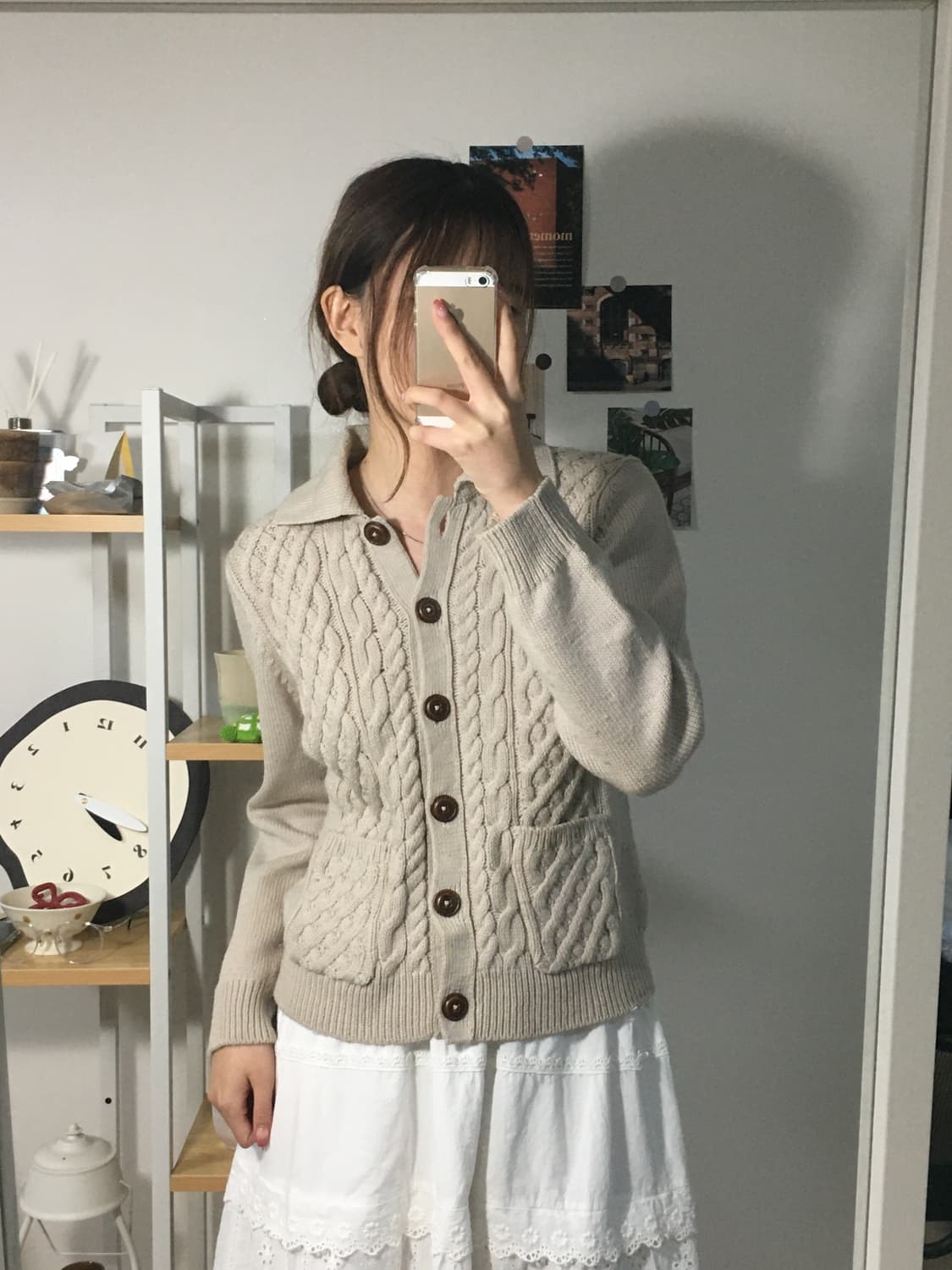 밀크티 꽈배기 포켓 가디건 상품이미지1