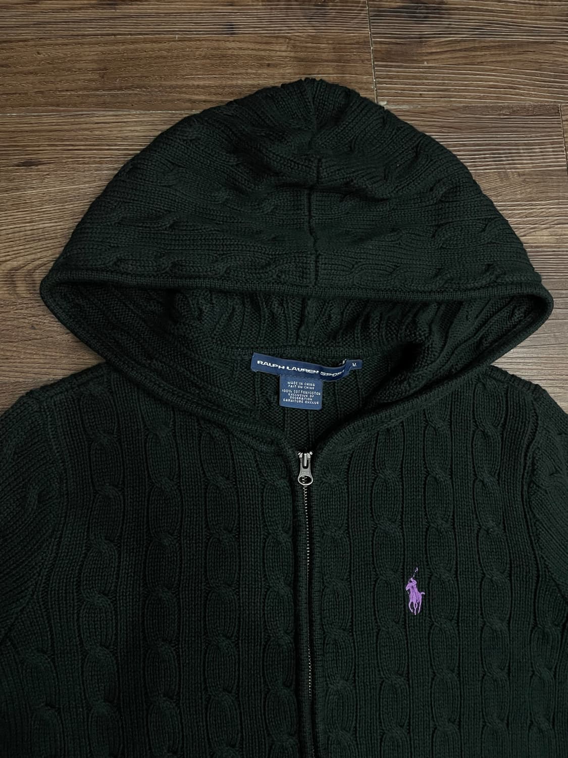 폴로 랄프로렌 블랙 케이블 니트 후드집업 상품이미지2