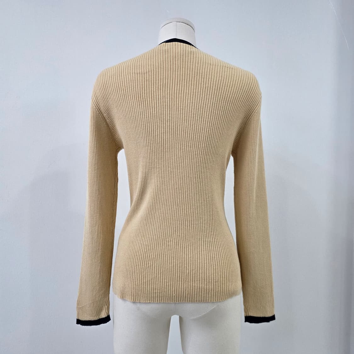 ANNEX 베이지블랙 배색 골지가디건 상품이미지3