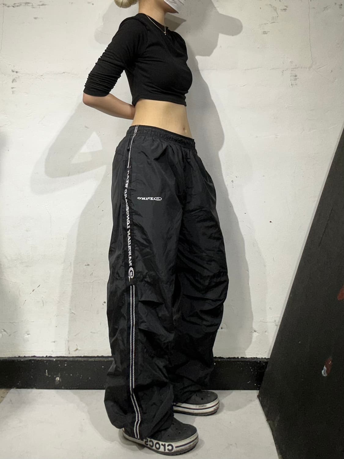 피코 블랙 와이드 트랙 팬츠 올드스쿨 사이드 포인트 추리닝 바지 L 상품이미지1
