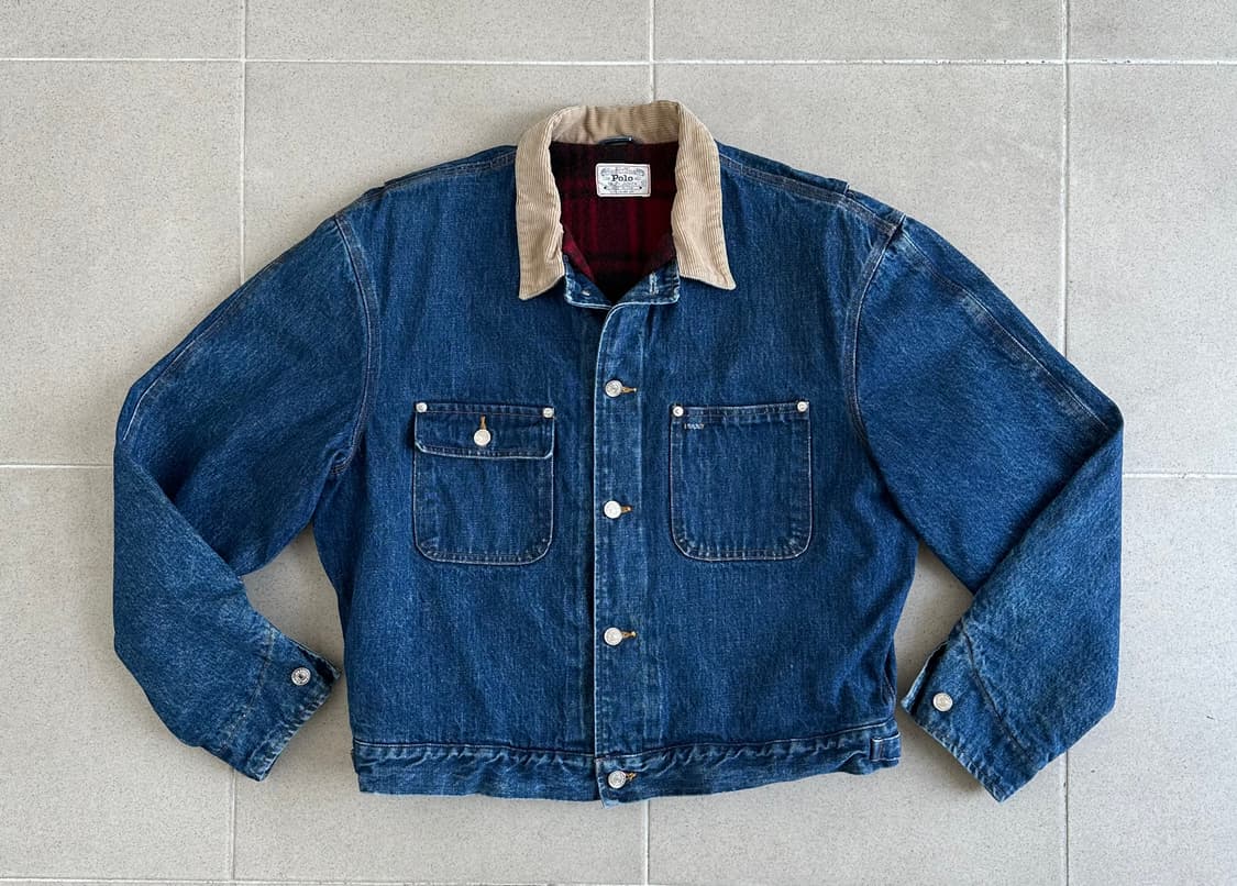 80s 빈티지 폴로 덩가리 자켓 블루 XL 상품이미지1