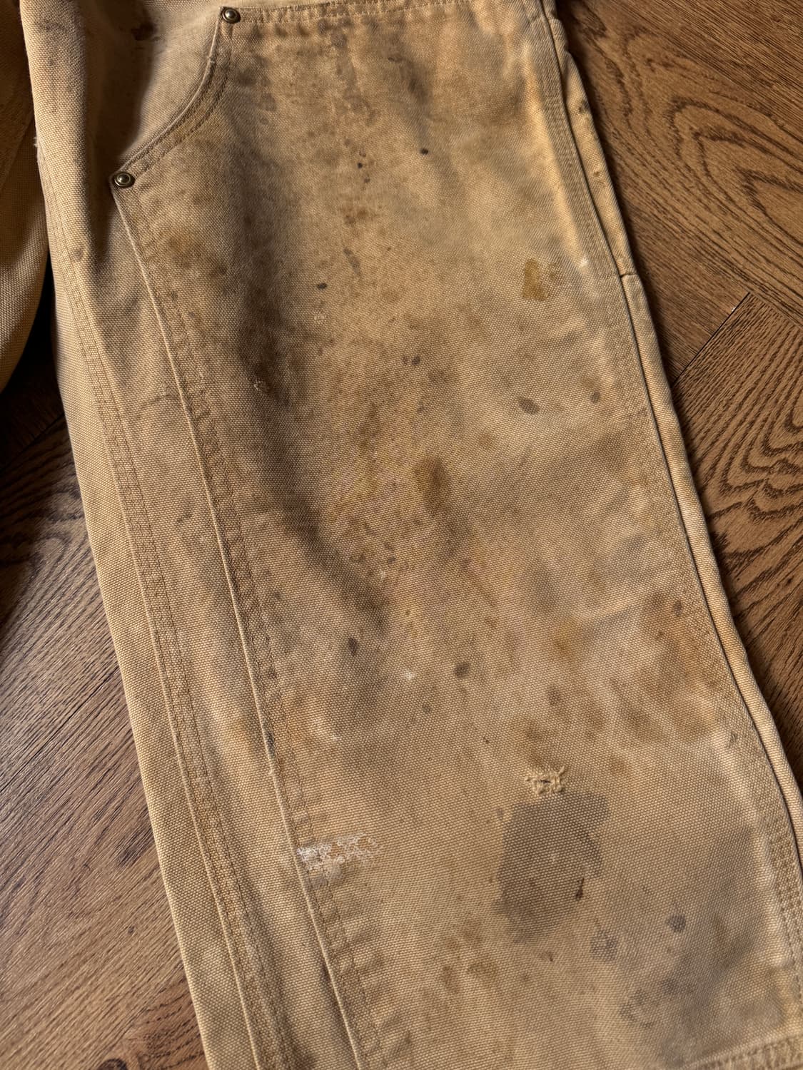 [33]칼하트 USA 더티워싱 브라운 더블니 워크 팬츠 상품이미지5