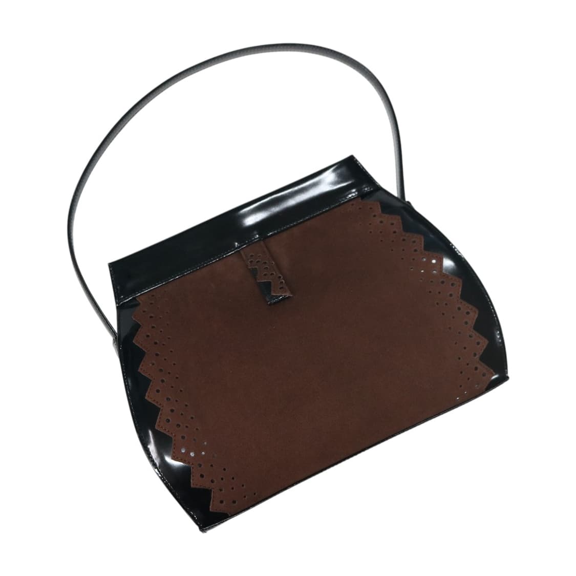 히로코 코시노 빈티지 스웨이드 콤비 에나멜 핸드백 상품이미지1