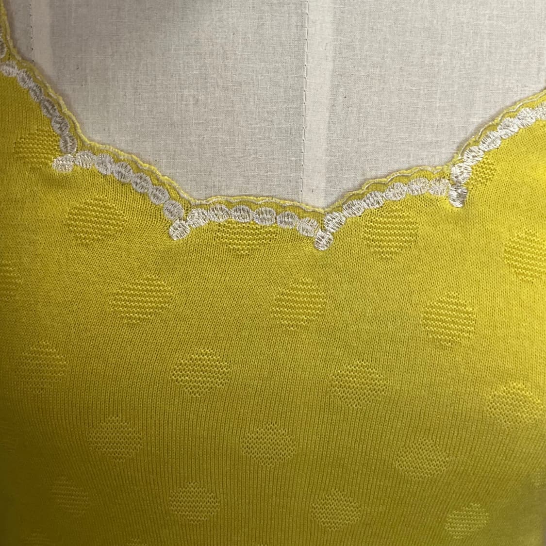 빈티지 노랑 땡땡이 썸머니트 프릴 원피스 상품이미지5