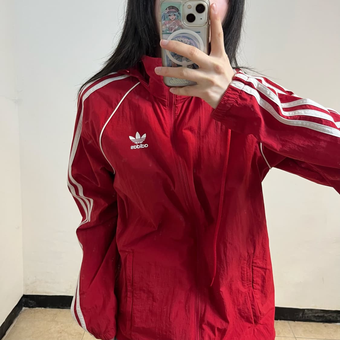 Adidas Originals red Trefoil windbreaker 상품이미지3