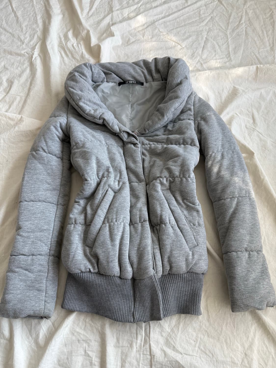 그레이 펑투케 락시크 딱붙 패딩 집업 상품이미지1