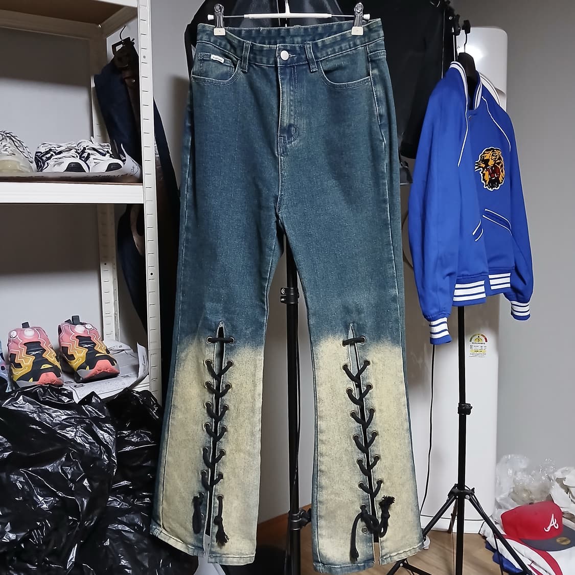 김아홉 특이한 부츠컷 데님 청바지 아일렛 27인치이하 상품이미지3