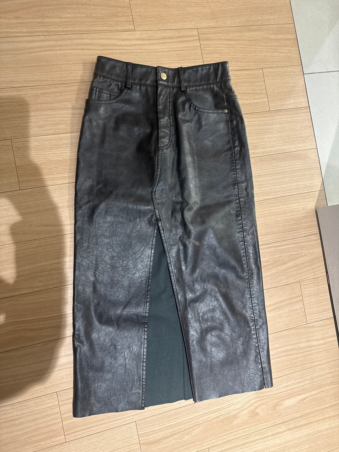 브라운 레더 스커트 xs 상품이미지1