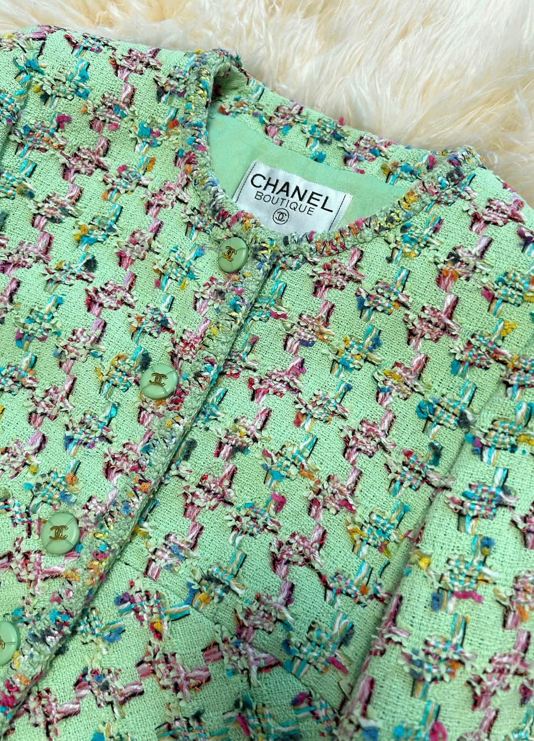 샤넬 1995 S/S collection 민트그린 트위드자켓 상품이미지4