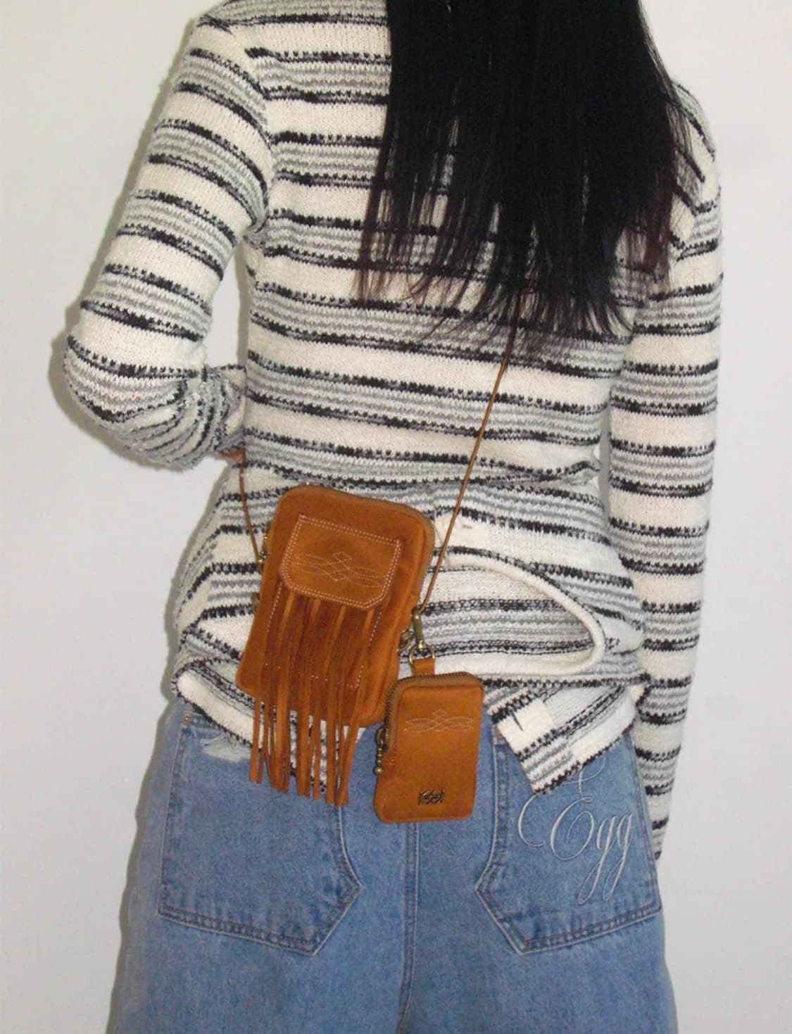 기준) 웨스턴 프린지 미니백 브라운 상품이미지5