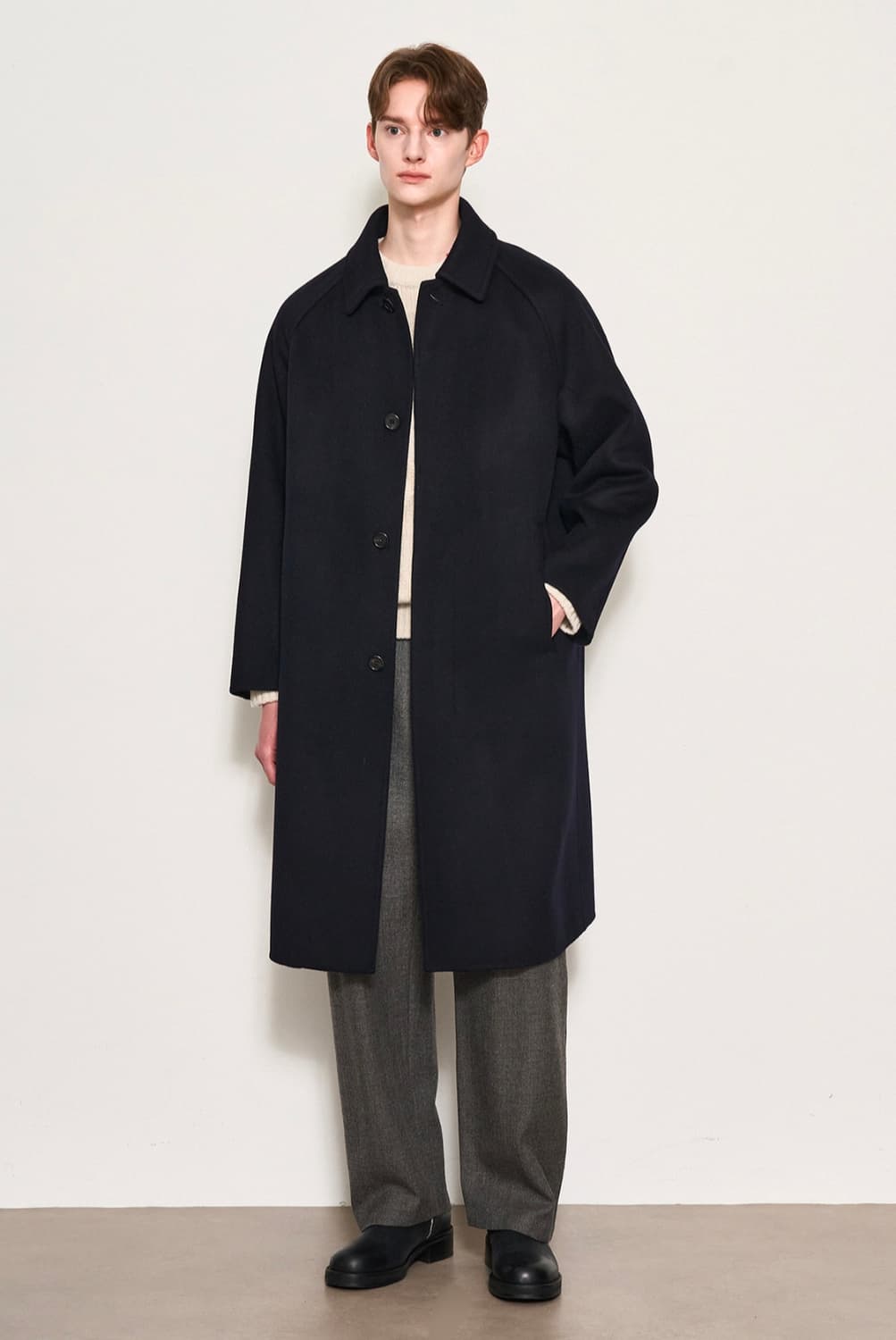 [95] 타임 옴므 캐시미어 블렌드 백 플리츠 발마칸 코트 상품이미지1