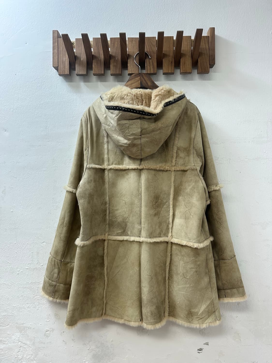 일본빈티지 스웨이드 무스탕 더플 후드 코트 상품이미지3