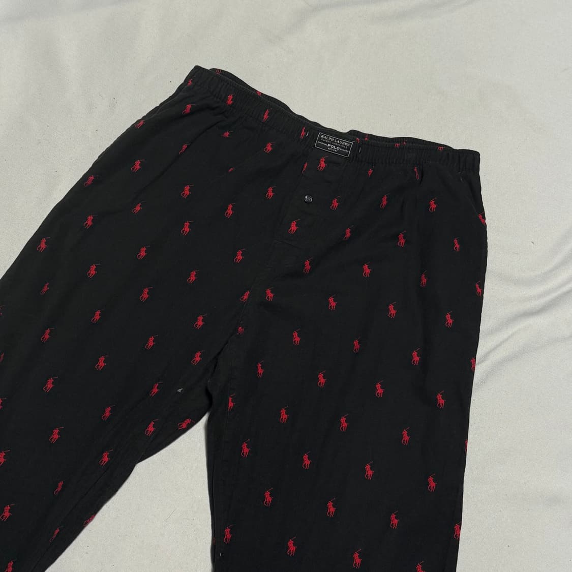 M 폴로랄프로렌 멀티 포니 로고 블랙 코튼 팬츠 상품이미지1