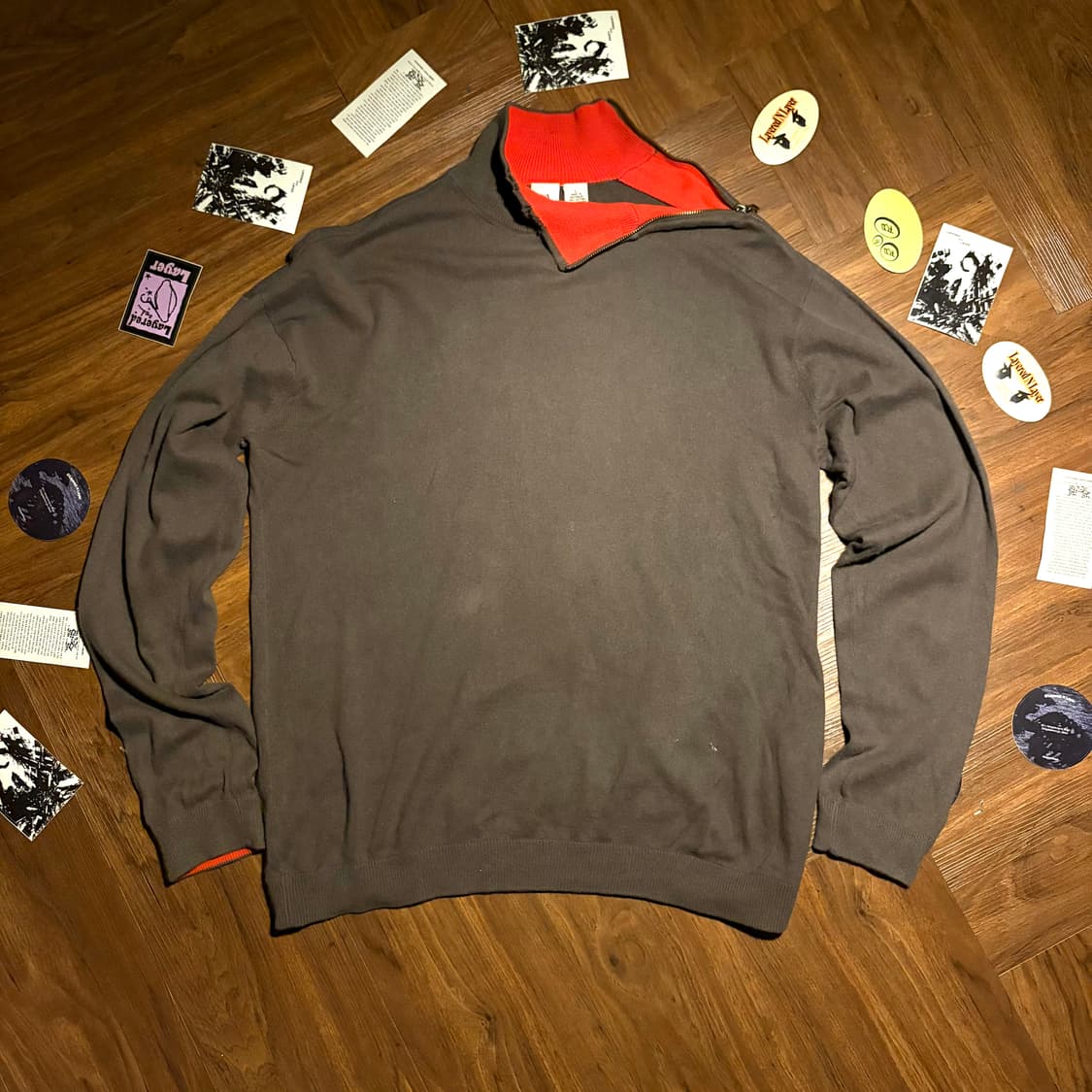 Armani exchange 넥 사이드 집업 니트 레드 상품이미지1