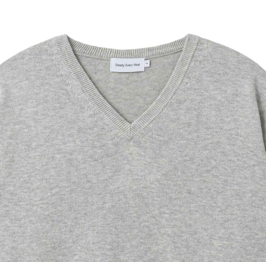 [2] 스테디에브리웨어 sew 코튼 브이넥 니트 화이트 멜란지 상품이미지3