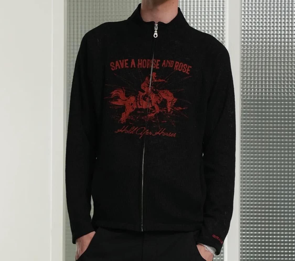 구함) 그레일즈 FORWARD HORSE KNIT ZIP UP BLACK 상품이미지1