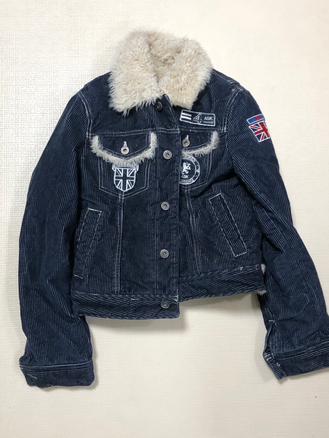 빈티지 에스크 퍼 카라 패치 데님 코듀로이 자켓 상품이미지10