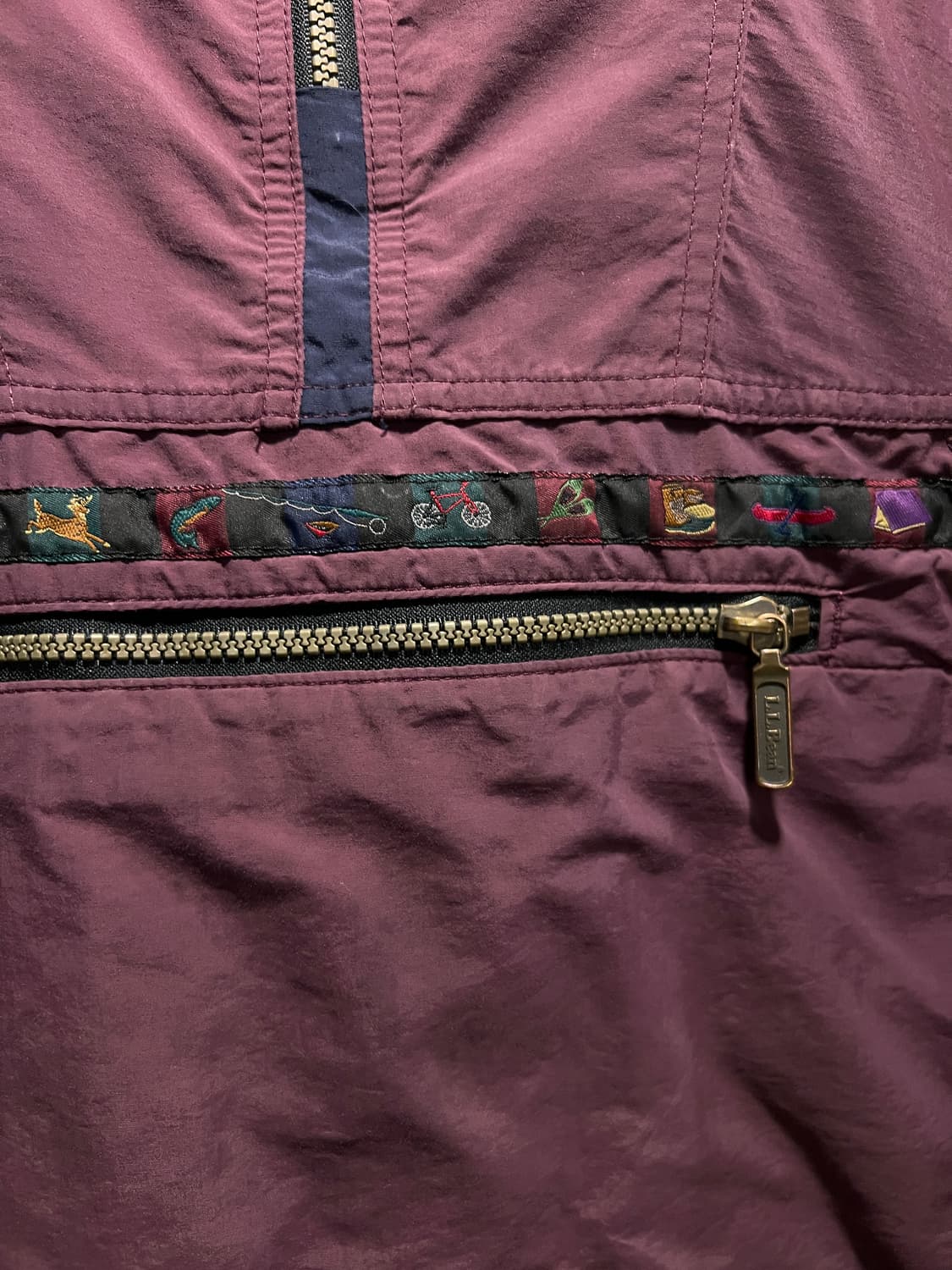 [L]90's 엘엘빈 USA Made 버건디 나일론 마운틴 아노락 자켓 상품이미지4