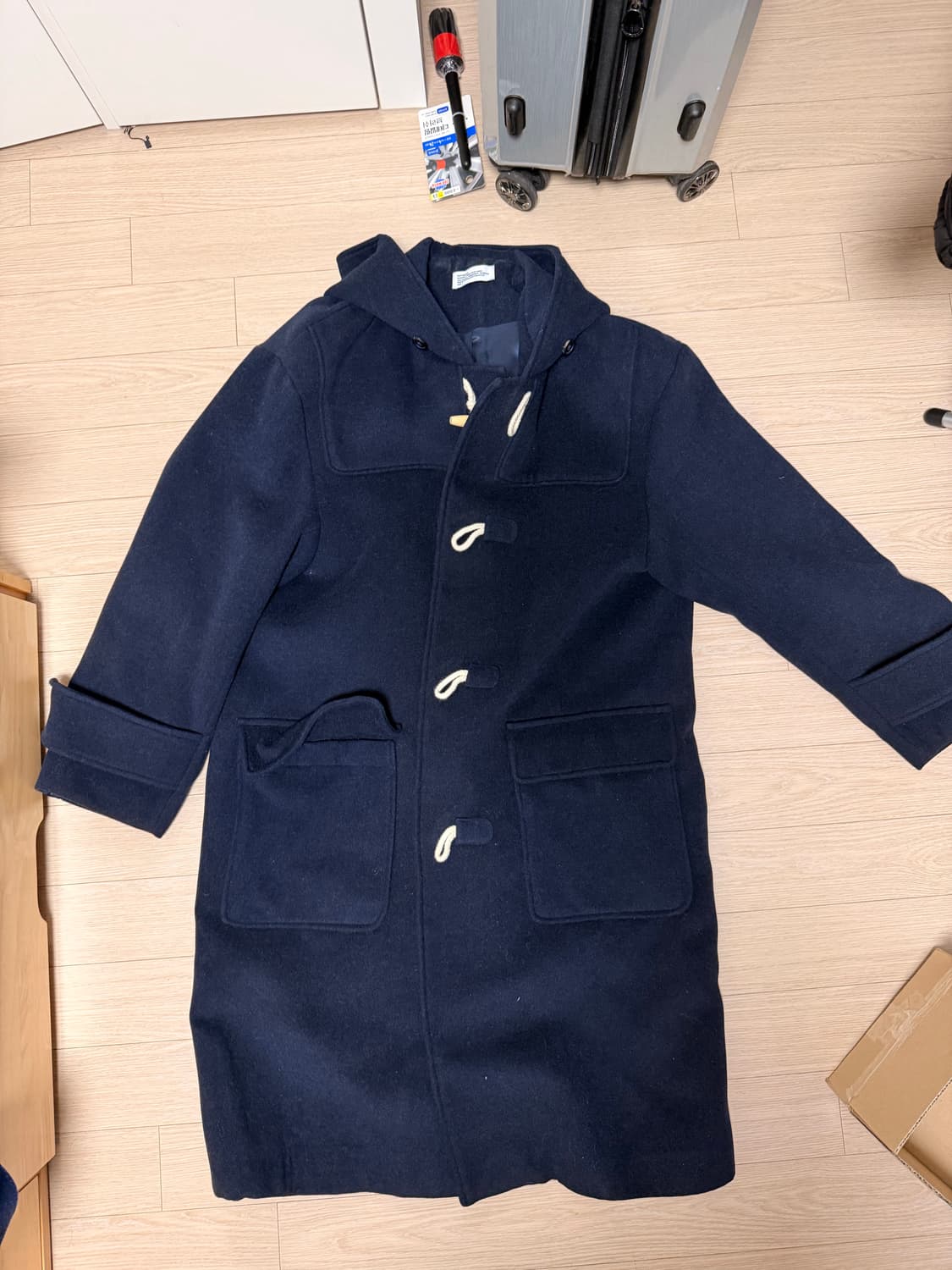 파르티멘토 멜톤 더플 롱 코트 블랙 상품이미지3